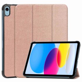   RMPACK iPad 10.9 (2022) Notesz Tok Tri-Fold Series Kitámasztható AutoWakeUp Funkcióval Rózsaarany