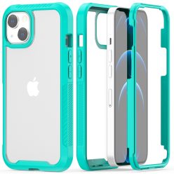   iPhone 13 Tok Ütésállókivitel 2in1 Bumper Series Elő-Hátlapi Védelemmel TPU Cián