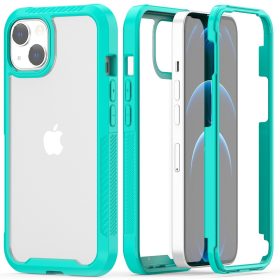   iPhone 13 Tok Ütésállókivitel 2in1 Bumper Series Elő-Hátlapi Védelemmel TPU Cián
