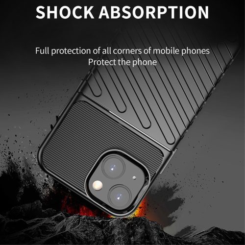 iPhone 13 Mini Szilikon Tok 2in1 Hybrid Thunder Twill Csúszásgátlókivitel Fekete