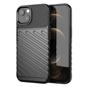   iPhone 13 Szilikon Tok 2in1 Hybrid Thunder Twill Csúszásgátlókivitel Fekete