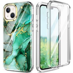   iPhone 13 Premium Szilikon Tok 3in1 Mintás Full Protection Series PET Képernyővédővel A01