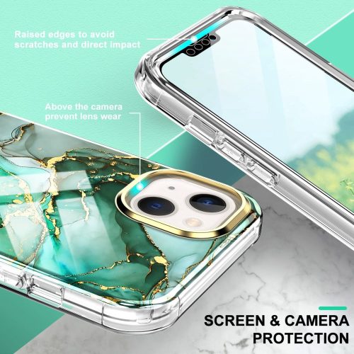 iPhone 13 Premium Szilikon Tok 3in1 Mintás Full Protection Series PET Képernyővédővel A01
