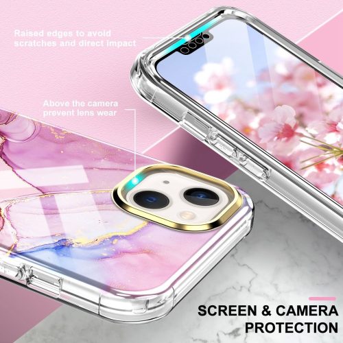 iPhone 13 Premium Szilikon Tok 3in1 Mintás Full Protection Series PET Képernyővédővel A02