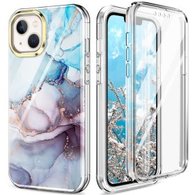   iPhone 13 Premium Szilikon Tok 3in1 Mintás Full Protection Series PET Képernyővédővel A03