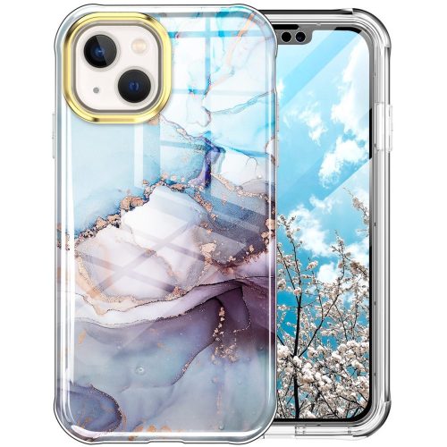 iPhone 13 Premium Szilikon Tok 3in1 Mintás Full Protection Series PET Képernyővédővel A03
