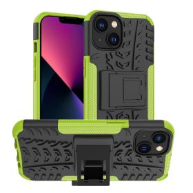   iPhone 14 Szilikon Tok Ütésállókivitel 2in1 Hybrid Kitámasztható - Csúszásgátlóval Zöld