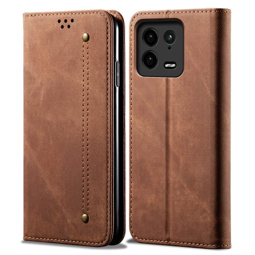 RMPACK Xiaomi 13 Pro Notesz Tok Premium Series Jeans Style Kitámasztható - Kártyatartóval Barna
