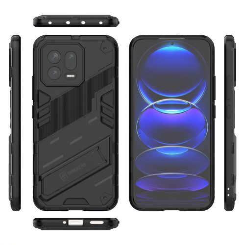 RMPACK Xiaomi 13 Tok Ütésállókivitel Kitámasztható PC + TPU 2in1 Anti-Drop Series Kameralencse védelemmel Fekete