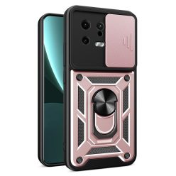   RMPACK Xiaomi 13 Ütésálló Tok Best Armor Ring Style + Camera Protector Lencsevédelemmel Rózsaarany