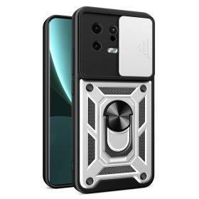   RMPACK Xiaomi 13 Ütésálló Tok Best Armor Ring Style + Camera Protector Lencsevédelemmel Ezüst