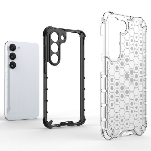 RMPACK Samsung Galaxy S23 Szilikon Tok 2in1 HoneyComb Series Ütésállókivitel Shockproof Szürke