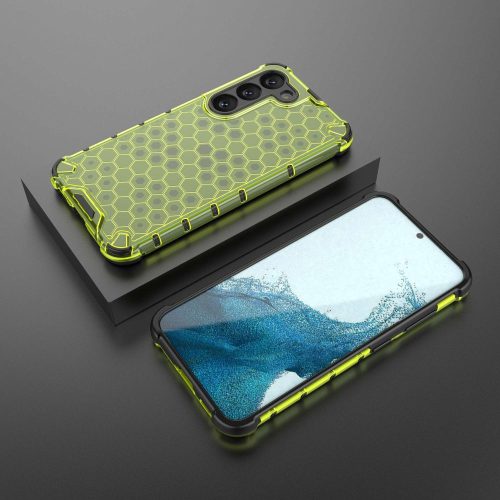 RMPACK Samsung Galaxy S23 Szilikon Tok 2in1 HoneyComb Series Ütésállókivitel Shockproof Zöld