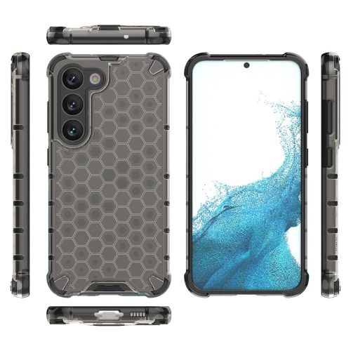 RMPACK Samsung Galaxy S23 Szilikon Tok 2in1 HoneyComb Series Ütésállókivitel Shockproof Fekete
