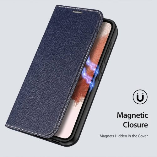 RMPACK Samsung Galaxy S23 Bőrtok Notesz DUX DUCIS Premium Skin X2 Series Kitámasztható - Kártyatartóval Sötétkék