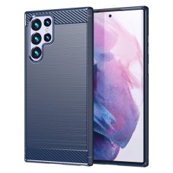   RMPACK Samsung Galaxy S23 Ultra Szilikon Tok Ütésállókivitel Karbon Mintázattal Sötétkék