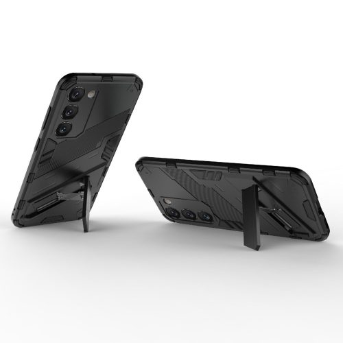 RMPACK Samsung Galaxy S23+ Tok Ütésállókivitel Kitámasztható PC + TPU 2in1 Anti-Drop Series Kameralencse védelemmel Fekete