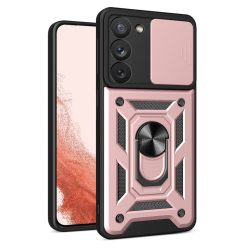   RMPACK Samsung Galaxy S23+ Ütésálló Tok Best Armor Ring Style + Camera Protector Lencsevédelemmel Rózsaarany