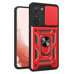   RMPACK Samsung Galaxy S23+ Ütésálló Tok Best Armor Ring Style + Camera Protector Lencsevédelemmel Piros