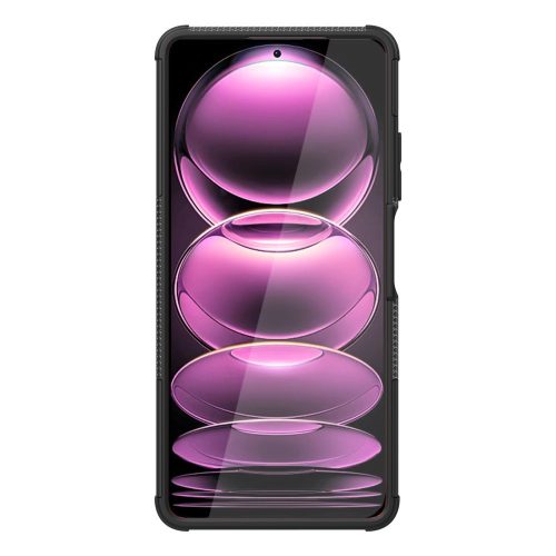 RMPACK Xiaomi Redmi Note 12 Pro 5G Ütésálló Tok Kitámasztható 2in1 Tyre Hybrid Fekete