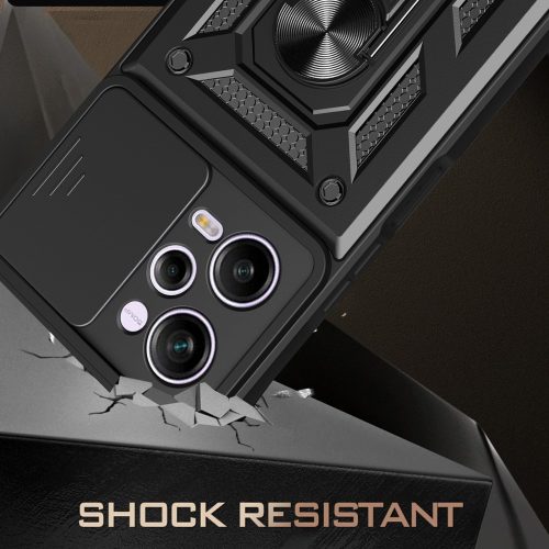 RMPACK Xiaomi Redmi Note 12 Pro 5G Ütésálló Tok Best Armor Ring Style + Camera Protector Lencsevédelemmel Rózsaarany