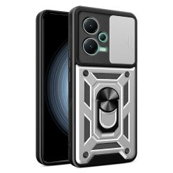   RMPACK Xiaomi Redmi Note 12 5G Ütésálló Tok Best Armor Ring Style + Camera Protector Lencsevédelemmel Ezüst