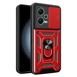   RMPACK Xiaomi Redmi Note 12 5G Ütésálló Tok Best Armor Ring Style + Camera Protector Lencsevédelemmel Piros