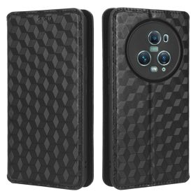   RMPACK Honor Magic5 Pro 5G Tok Notesz Karbon Mintázattal Kártyartartóval Kitámasztható Fekete