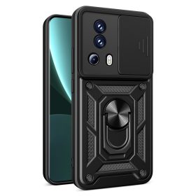   RMPACK Xiaomi 13 Lite Ütésálló Tok Best Armor Ring Style + Camera Protector Lencsevédelemmel Fekete