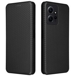   RMPACK Xiaomi Redmi Note 12 4G Notesz Tok Karbon Mintázattal - Kitámasztható Carbon Style Series Fekete