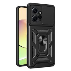   RMPACK Xiaomi Redmi Note 12 4G Ütésálló Tok Best Armor Ring Style + Camera Protector Lencsevédelemmel Fekete