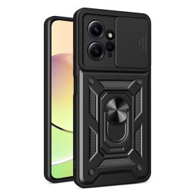   RMPACK Xiaomi Redmi Note 12 4G Ütésálló Tok Best Armor Ring Style + Camera Protector Lencsevédelemmel Fekete