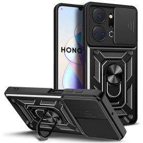   RMPACK Honor X7a Ütésálló Tok Best Armor Ring Style + Camera Protector Lencsevédelemmel Fekete