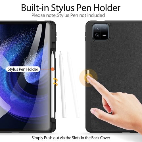 RMPACK Xiaomi Pad 6 / Pad 6 Pro Notesz Tok DUX DUCIS Domo Series Kitámasztható 2in1 PU+TPU SmartCover Fekete