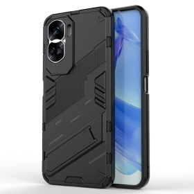   RMPACK Honor 90 Lite Tok Ütésállókivitel Kitámasztható PC + TPU 2in1 Anti-Drop Series Kameralencse védelemmel Fekete