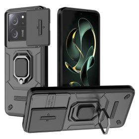   RMPACK Xiaomi 13T / 13T Pro Ütésálló Tok FUTURE Armor Slide - Gyűrűs Kitámasztható Fekete