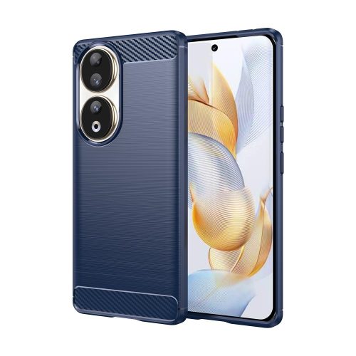 RMPACK Honor 90 5G Szilikon Tok Ütésállókivitel Karbon Mintázattal Kék