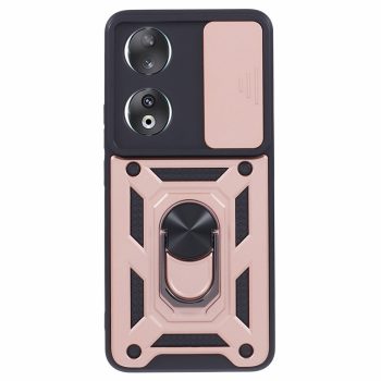   RMPACK Honor 90 5G Ütésálló Tok Best Armor Ring Style + Camera Protector Lencsevédelemmel Rózsaarany