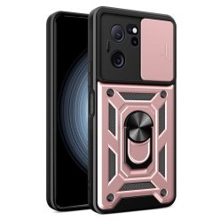  RMPACK Xiaomi 13T 5G / 13T Pro 5G Ütésálló Tok Best Armor Ring Style + Camera Protector Lencsevédelemmel Rózsaarany