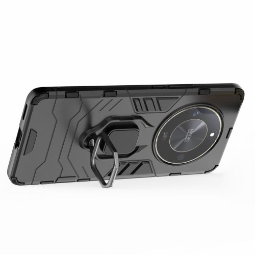 RMPACK Honor Magic6 Lite 5G Védőtok Ring Guard Gyűrűs 2in1 Tok Ütésálló - Kitámasztható TPU Hybrid Fekete