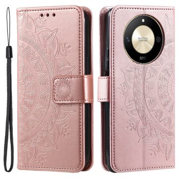 RMPACK Honor Magic6 Lite 5G Tok Notesz Tok Mintás Mandala Style Kitámasztható Bankkártyatartóval Rózsaarany   RMPACK Honor Magic6 Lite 5G Tok Notesz Tok Mintás Mandala Style Kitámasztható Bankkártyatartóval Rózsaarany
