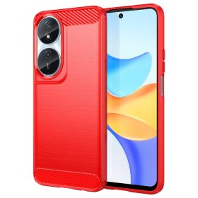   RMPACK Honor X7b Szilikon Tok Ütésállókivitel Karbon Mintázattal Piros