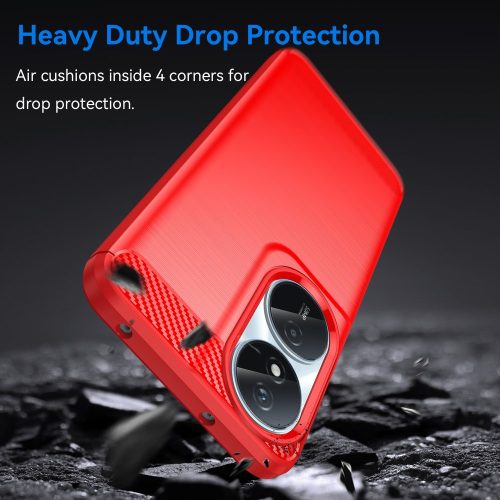 RMPACK Honor X7b Szilikon Tok Ütésállókivitel Karbon Mintázattal Piros