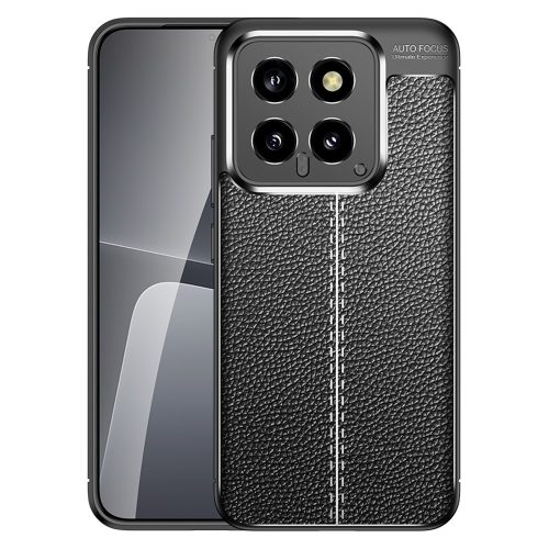 RMPACK Xiaomi 14 Szilikon Tok Bőrmintázattal TPU Prémium Fekete