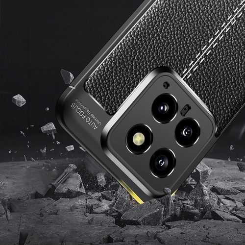 RMPACK Xiaomi 14 Szilikon Tok Bőrmintázattal TPU Prémium Fekete