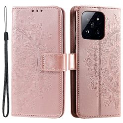   RMPACK Xiaomi 14 Tok Notesz Tok Mintás Mandala Style Kitámasztható Bankkártyatartóval Rózsaarany