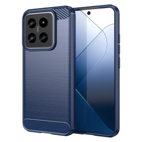  RMPACK Xiaomi 14 Szilikon Tok Ütésállókivitel Karbon Mintázattal Sötétkék