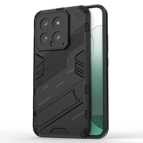 RMPACK Xiaomi 14 Tok Ütésállókivitel Kitámasztható PC + TPU 2in1 Anti-Drop Series Kameralencse védelemmel Fekete