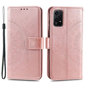   RMPACK Honor 200 Lite 5G Tok Notesz Tok Mintás Mandala Style Kitámasztható Bankkártyatartóval Rózsaarany