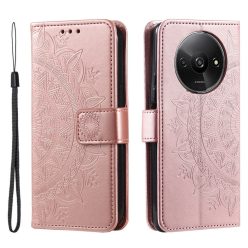   RMPACK Xiaomi Redmi A3 Tok Notesz Tok Mintás Mandala Style Kitámasztható Bankkártyatartóval Rózsaarany